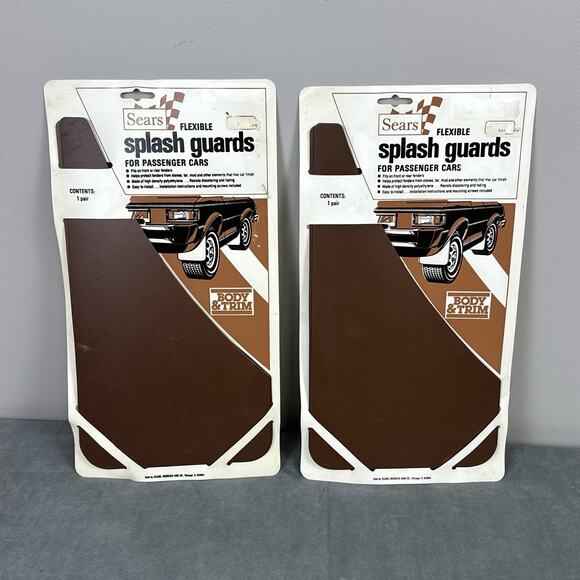 Vintage Sears Flexible Splash Guards Brown Car Set Of 2 4 Pieces Mud Flaps - Picture 1 of 7